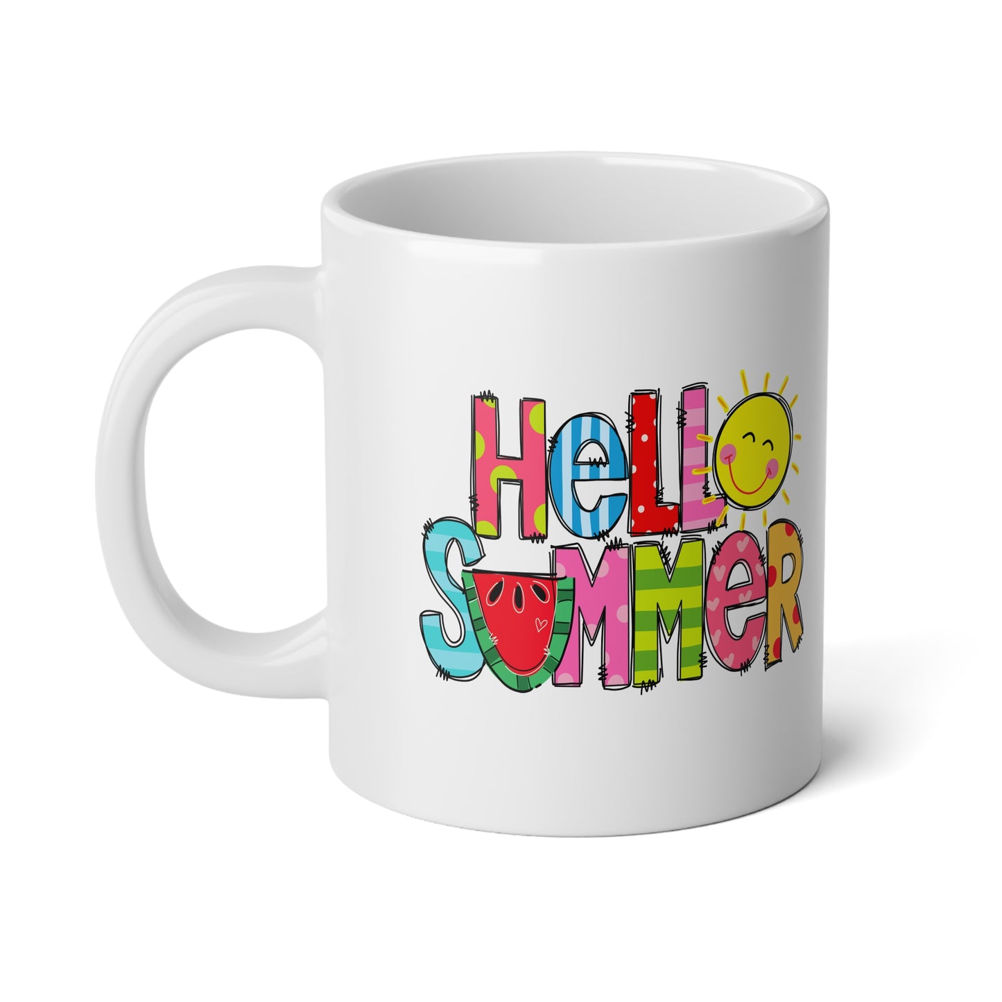 Hello Summer Jumbo Mug - White Ceramic 20 oz