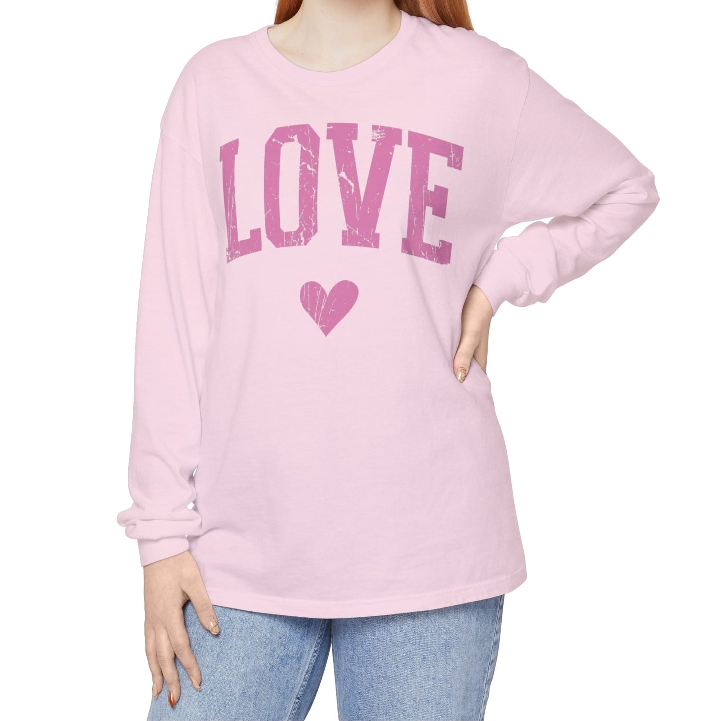 Love - Women's Long Sleeve Tee - Pink Print