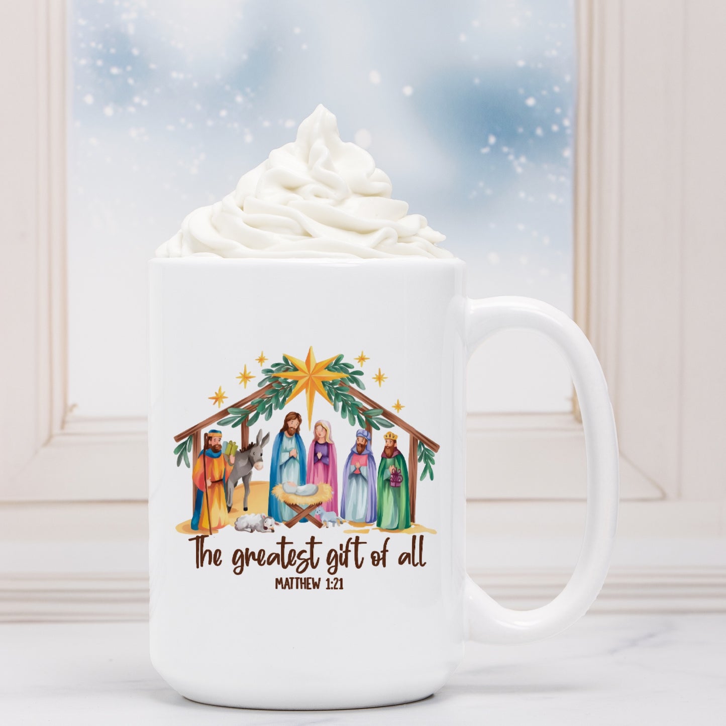 The Greatest Gift of All Christmas Deluxe Ceramic Mug 15oz