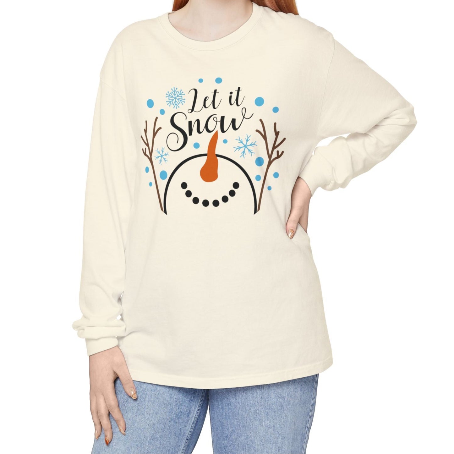 Snow Theme Long Sleeve T-Shirt - Let it Snow Design