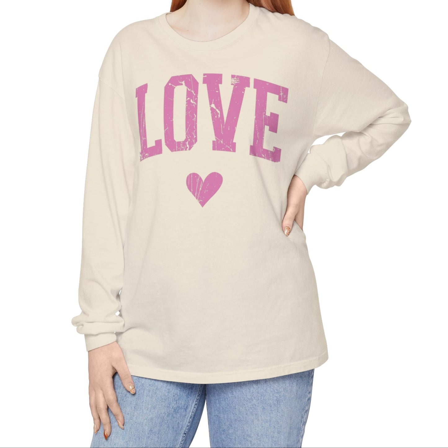 Love - Women's Long Sleeve Tee - Pink Print