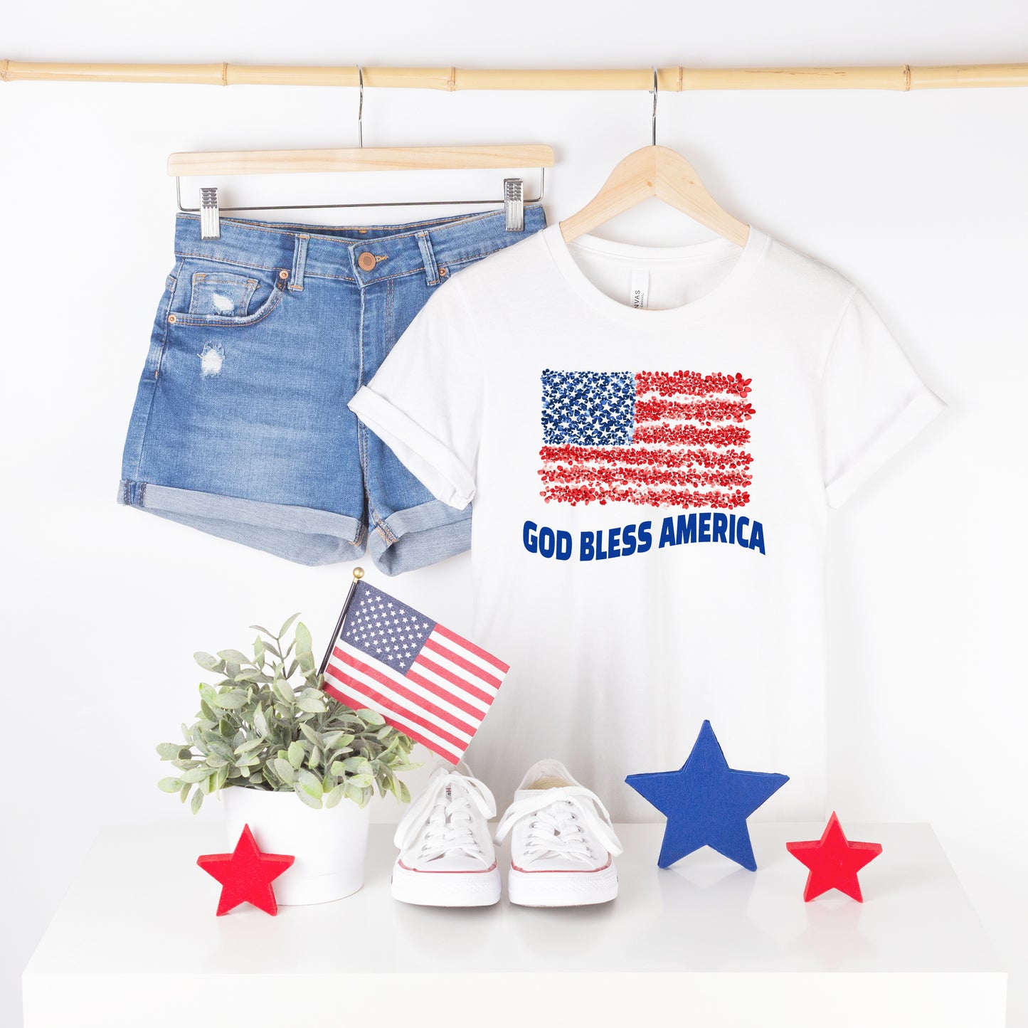 Patriotic Flag God Bless USA Tee