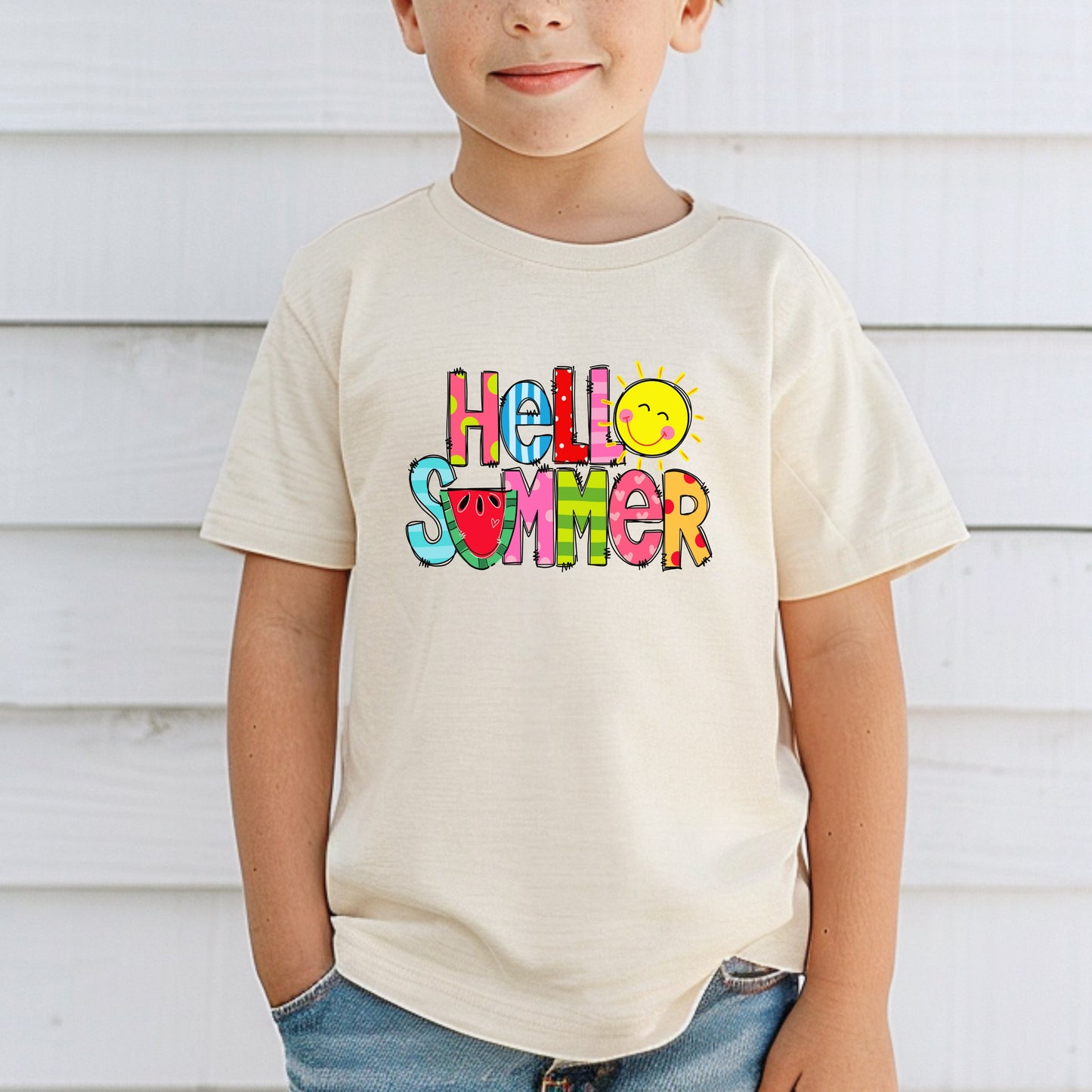Hello Summer Tee, Cute Toddler Summer Tee,