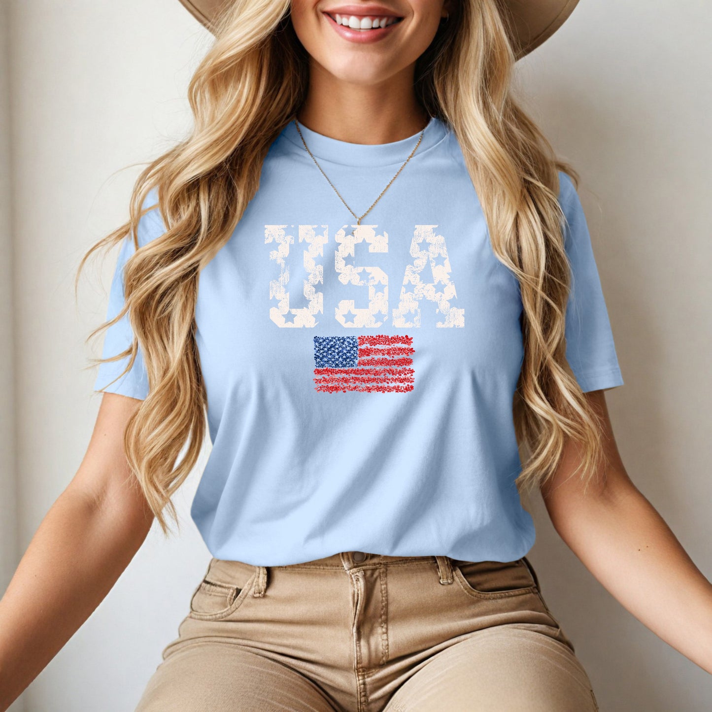 Patriotic USA American Flag Design Women's Tee