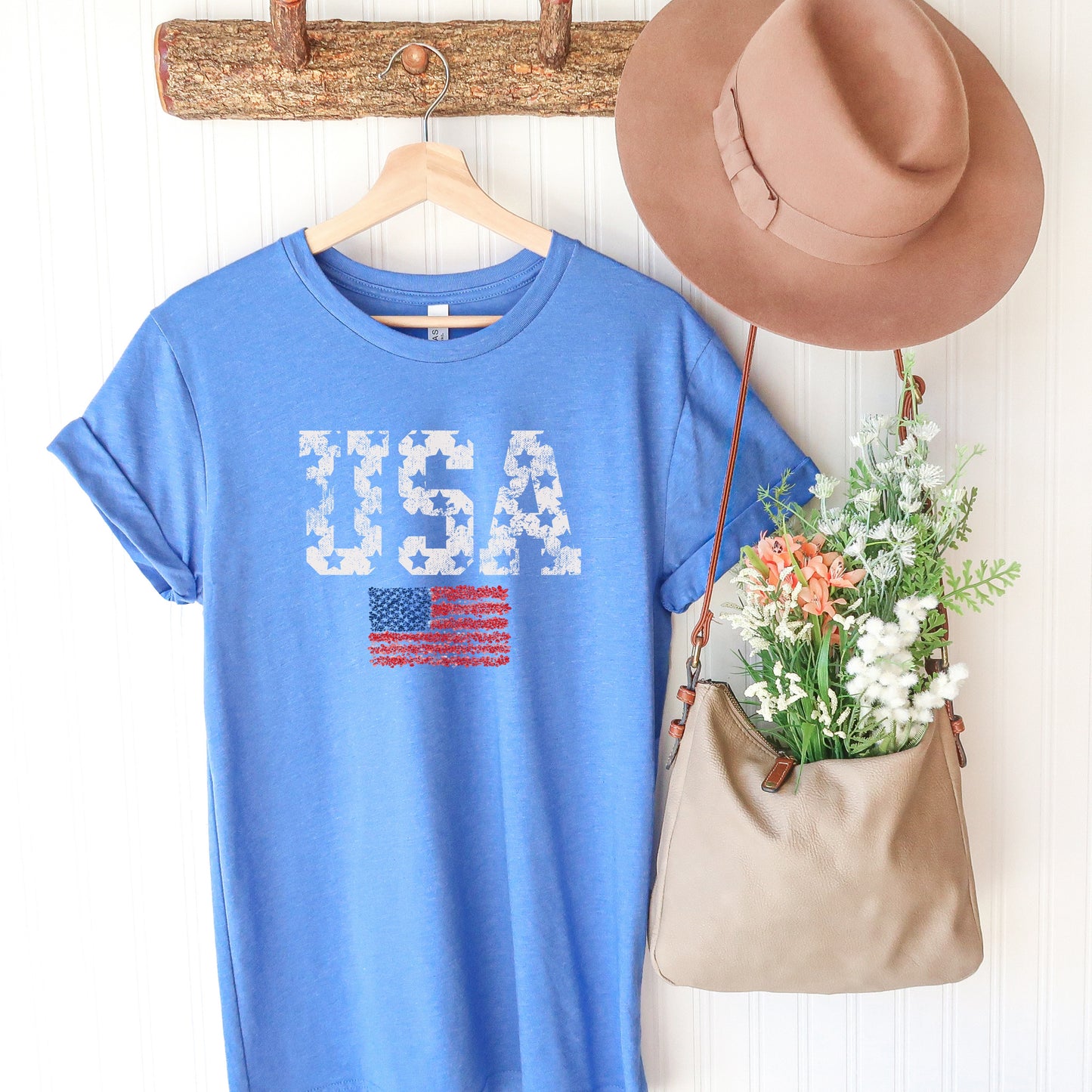 Patriotic USA American Flag Design Women's Tee