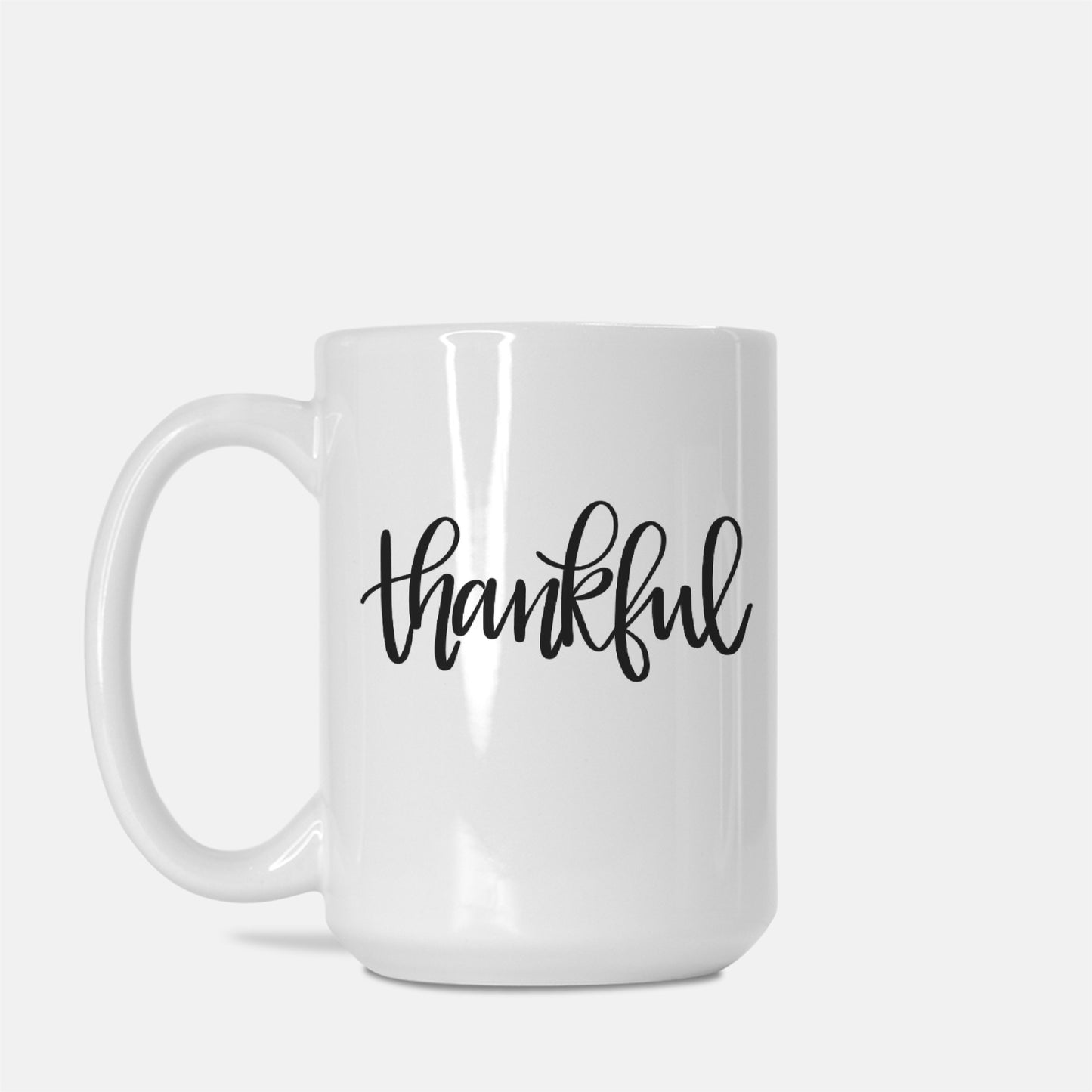 Deluxe Two-Sided Thankful White Ceramic Mug 15oz.