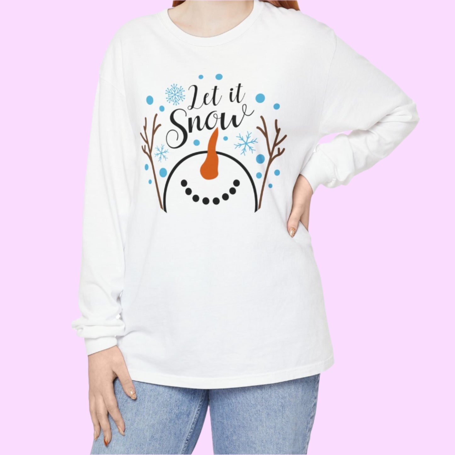 Snow Theme Long Sleeve T-Shirt - Let it Snow Design