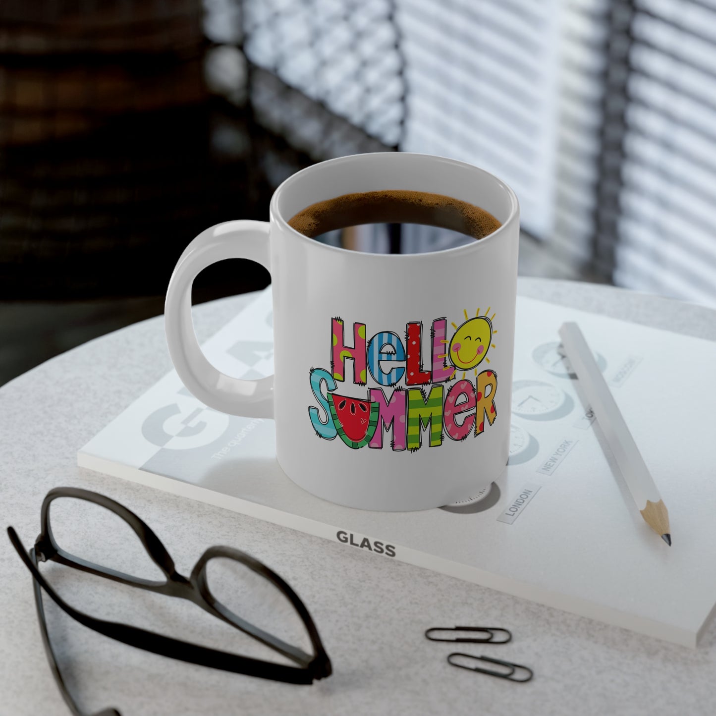 Hello Summer Jumbo Mug - White Ceramic 20 oz