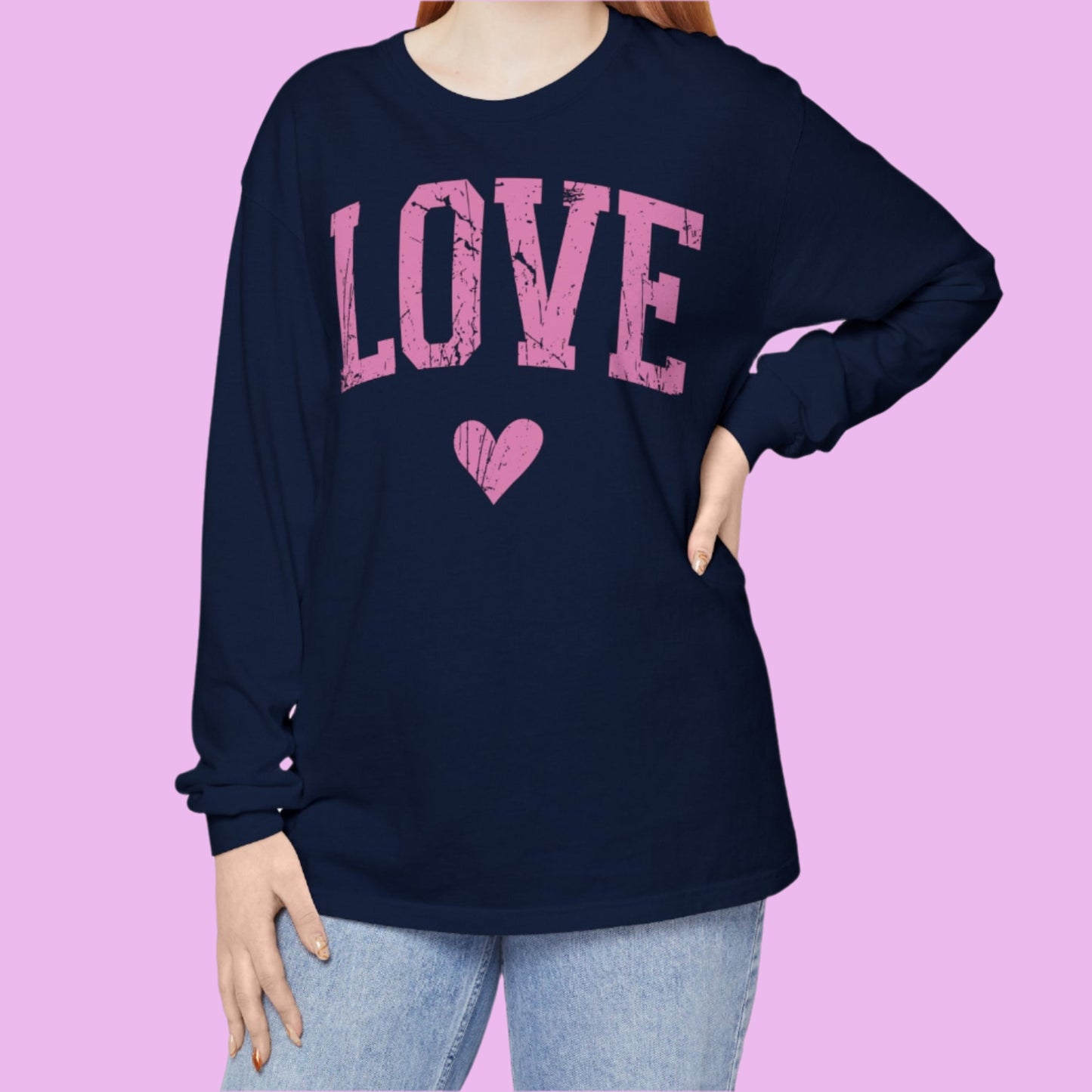 Love - Women's Long Sleeve Tee - Pink Print