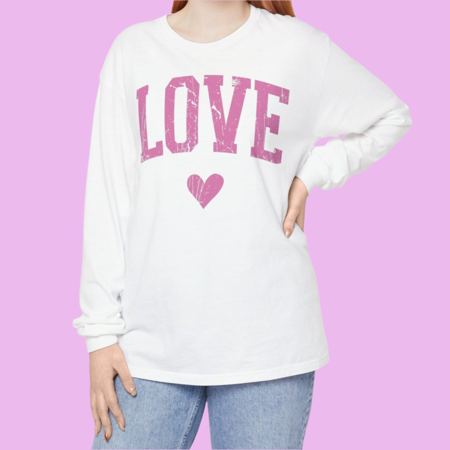 Love - Women's Long Sleeve Tee - Pink Print