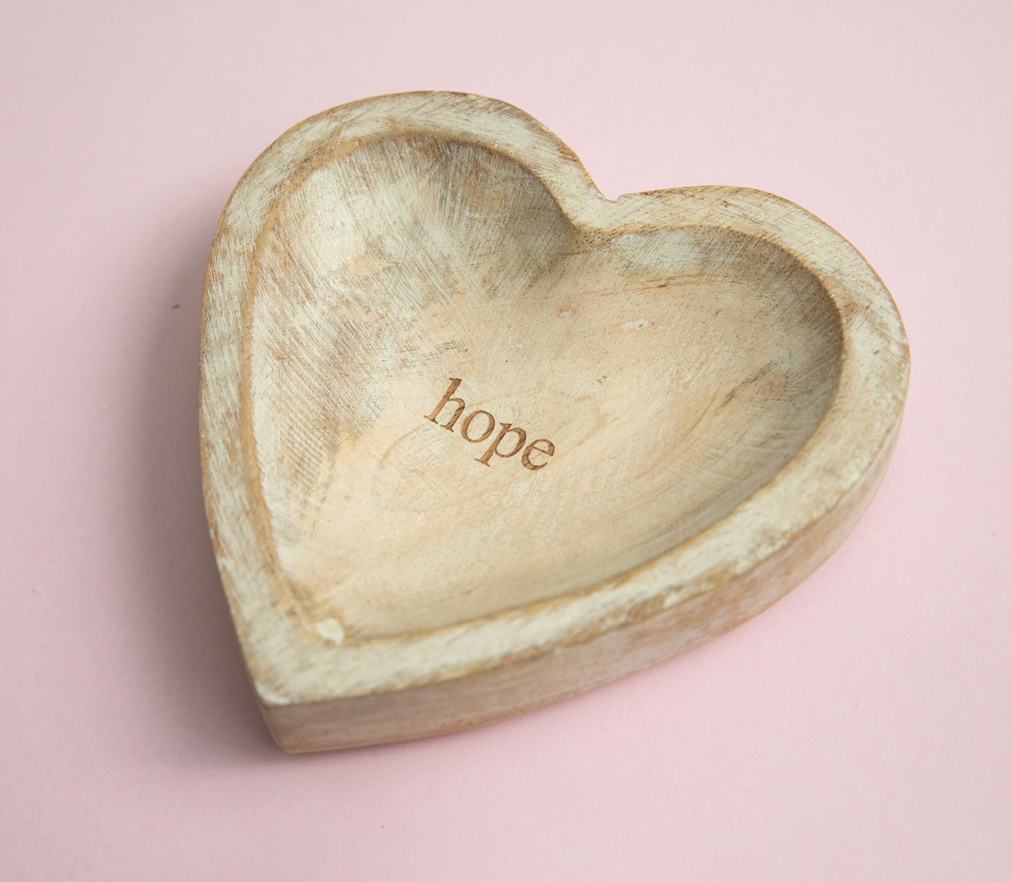 Wood Heart Shape Bowl 'Hope' - 6"