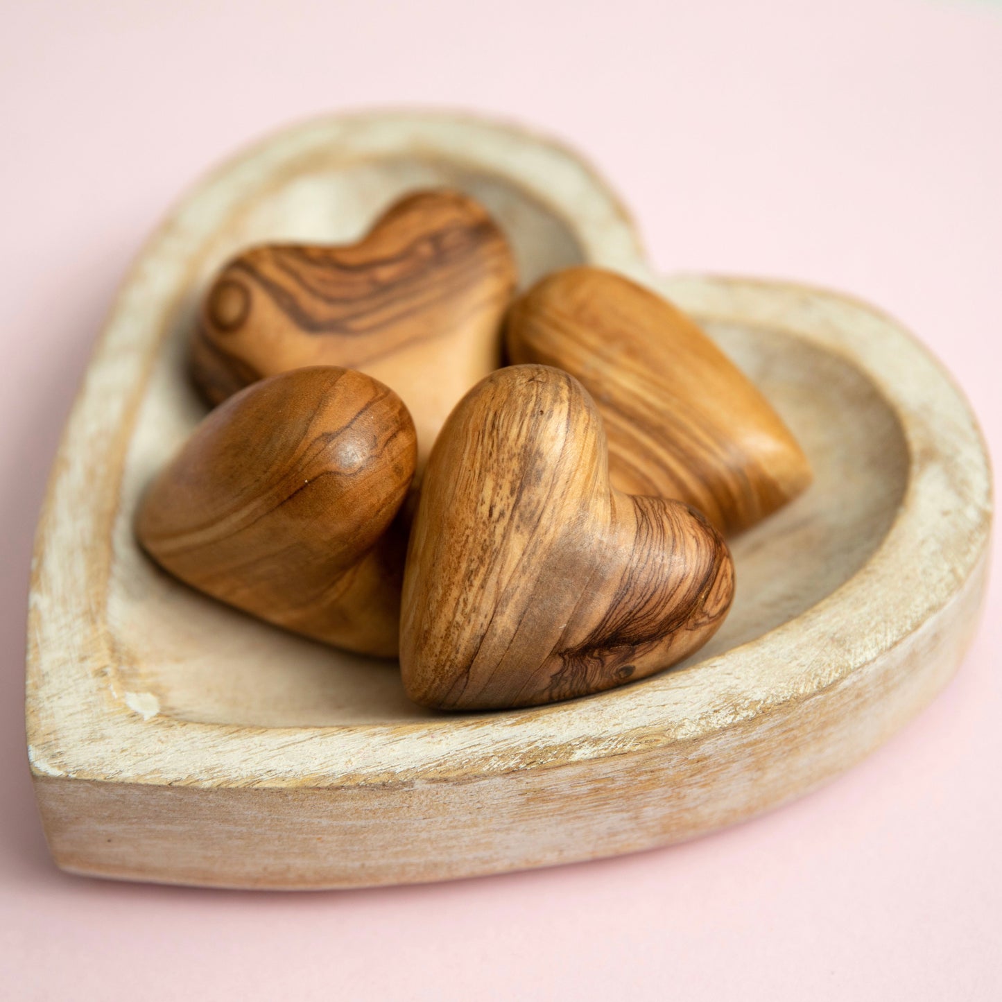 Handcrafted Olive Wood Comfort Heart – Holy Land Gift | Choose Your Quantity