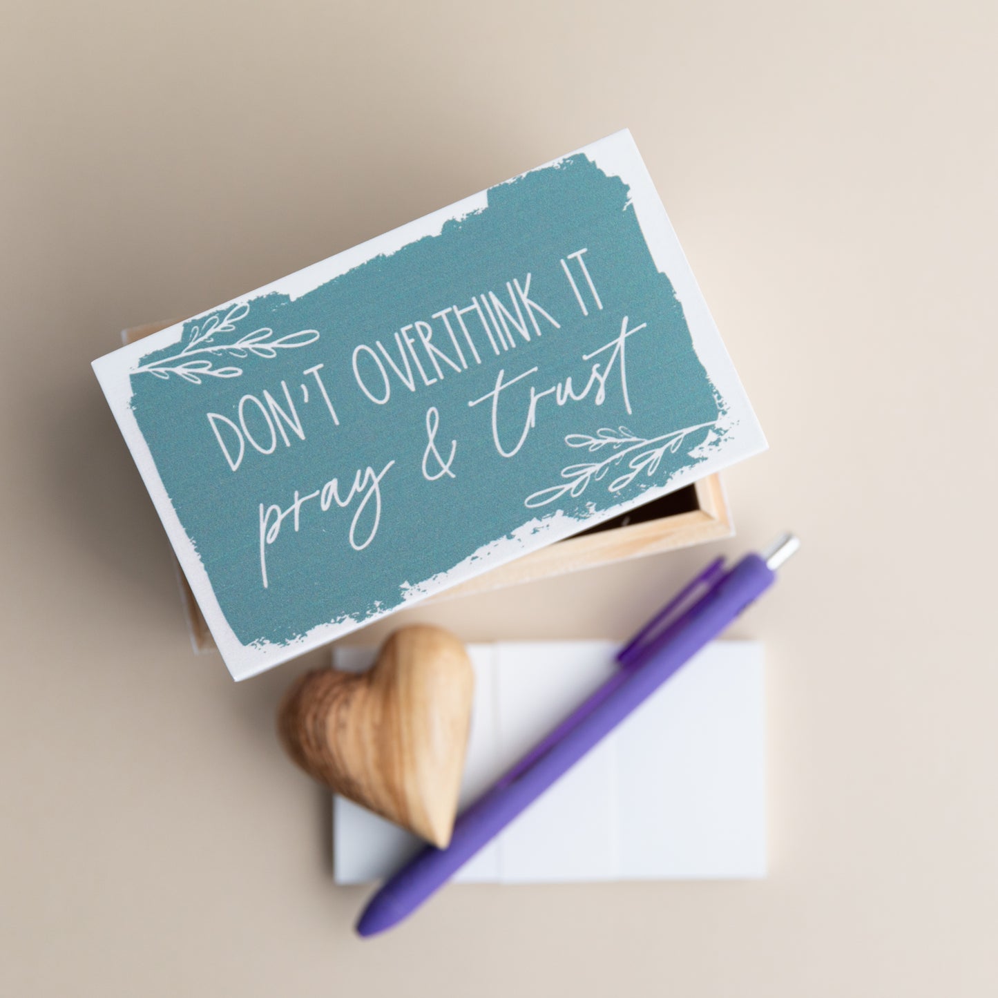 Wooden Prayer Box- Don't Overthink It.. Pray & Trust
