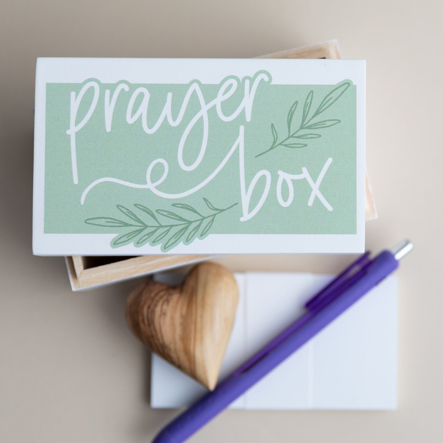 Green Branches Wood Prayer Box
