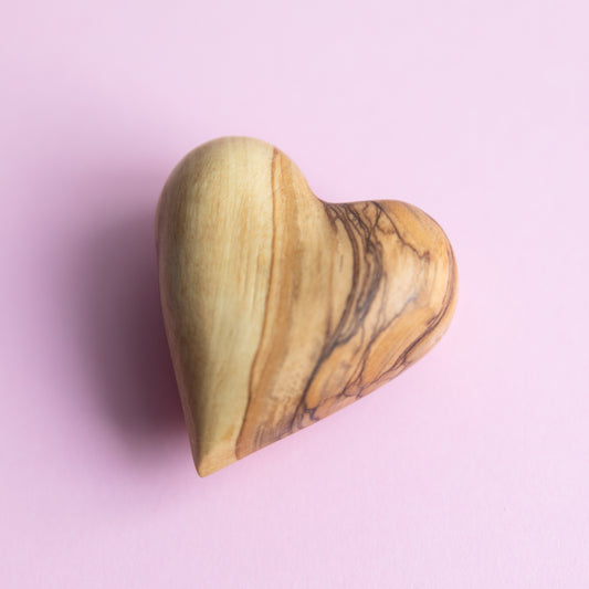 Authentic Holy Land Handcrafted Solid Olive Wood Prayer Heart