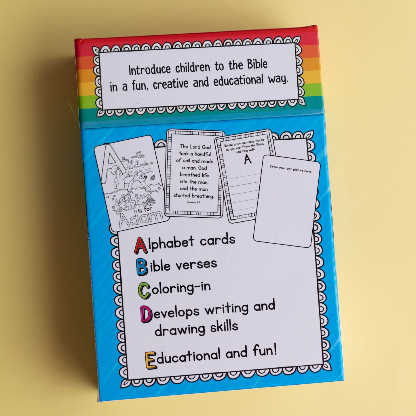 Box of 52 ABC- Bible Fun Alphabet Coloring Cards