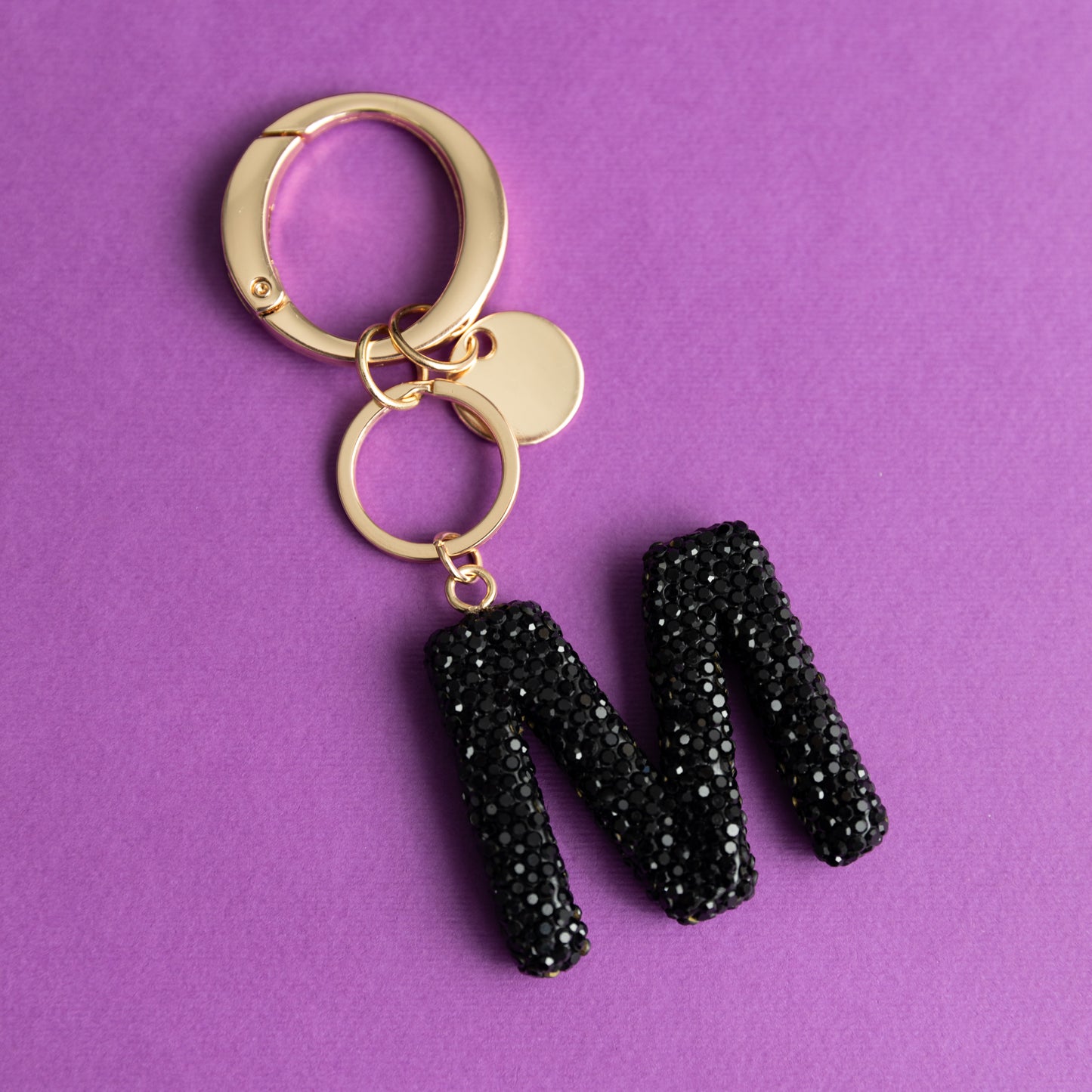 White & Black Bling Initial Key Chains