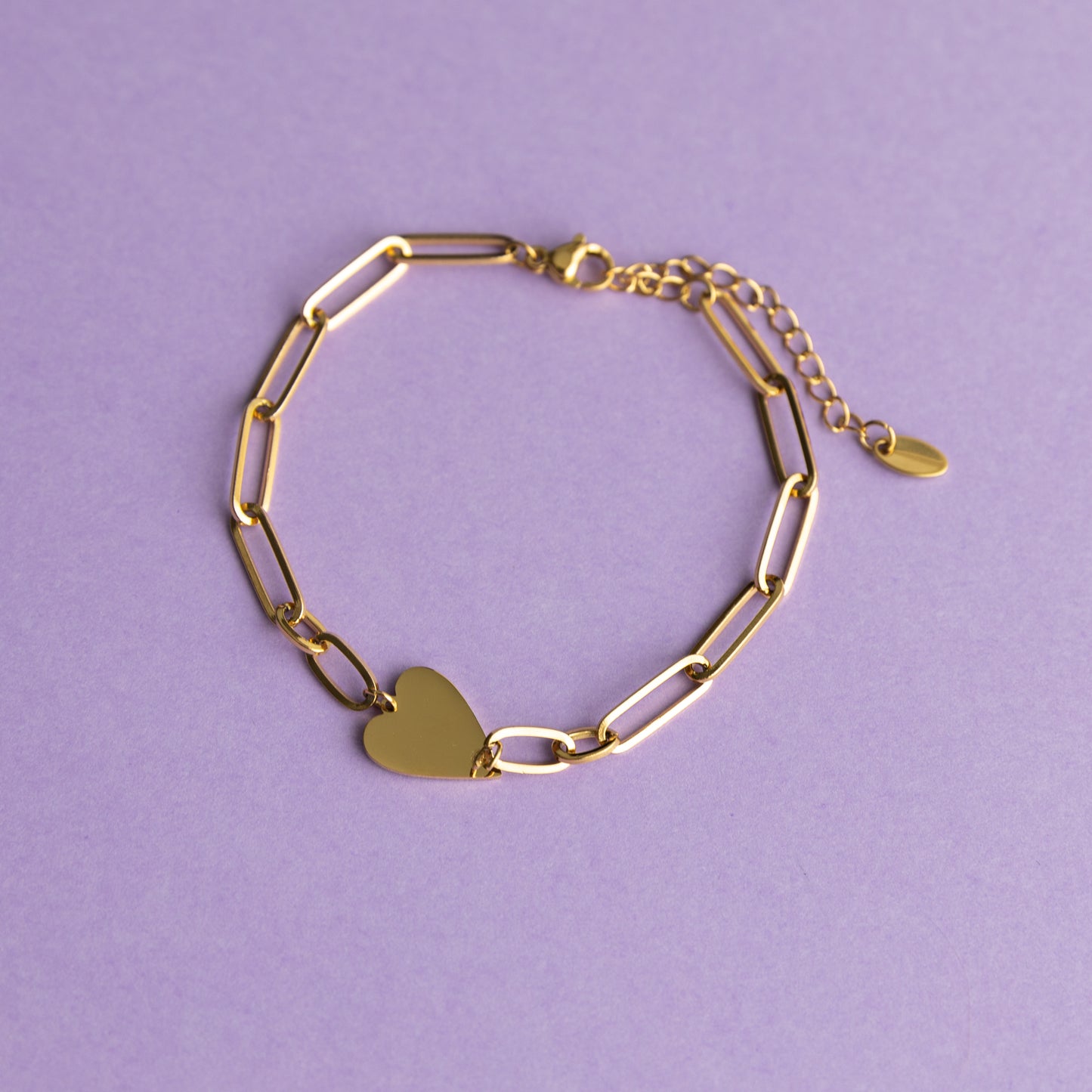 Link Design Heart Charm Bracelet