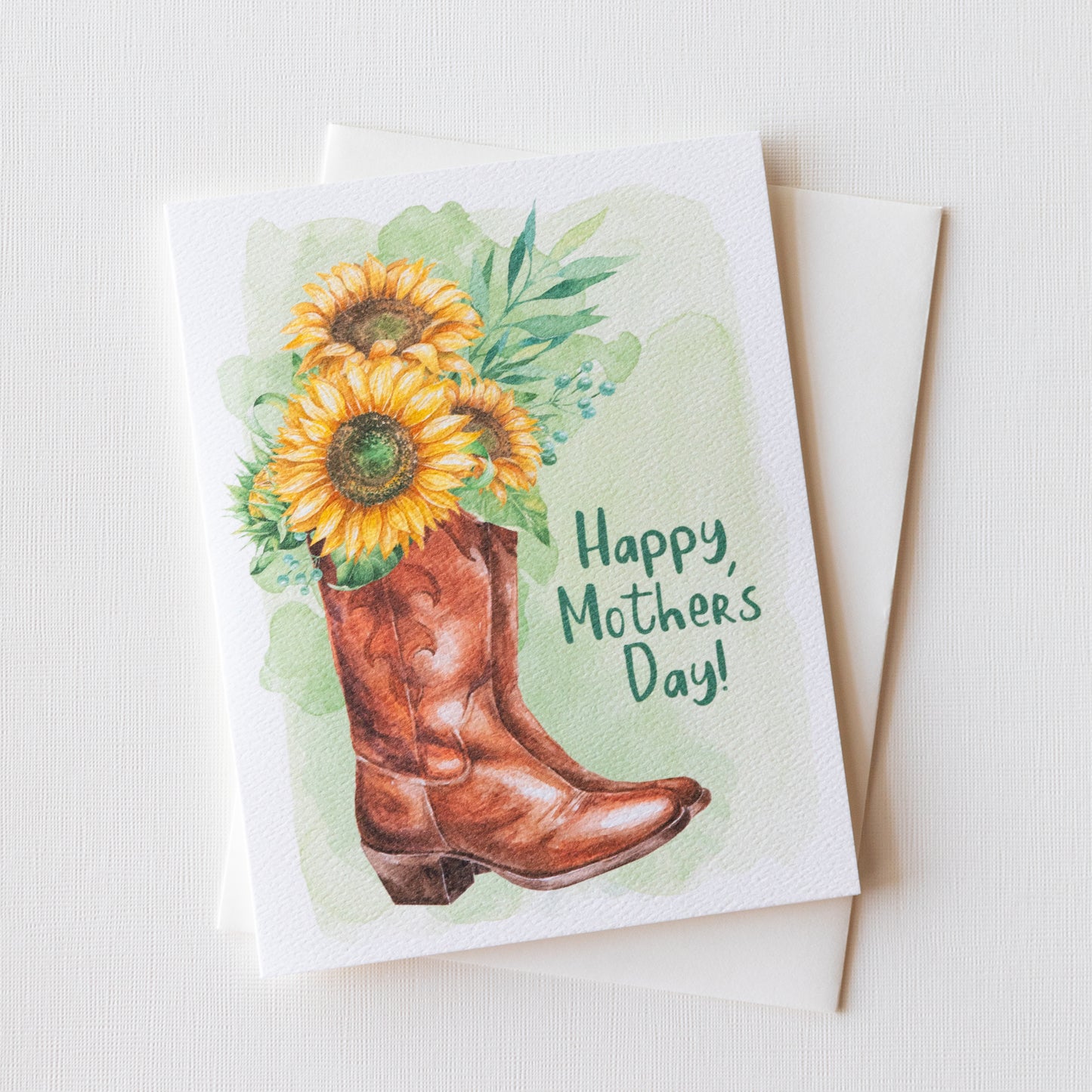 Mother's Day Boots and Sunflowers Cowgirl Theme Greeting Card
