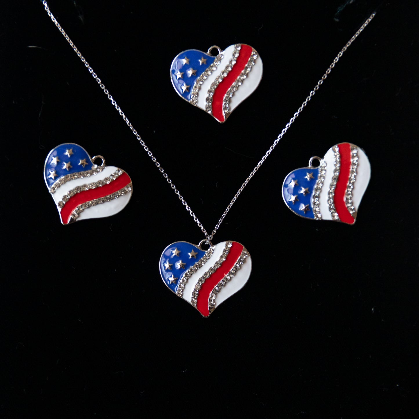 USA Flag Design Heart Shape Charm and USA Letters Shape Jewelry Charms