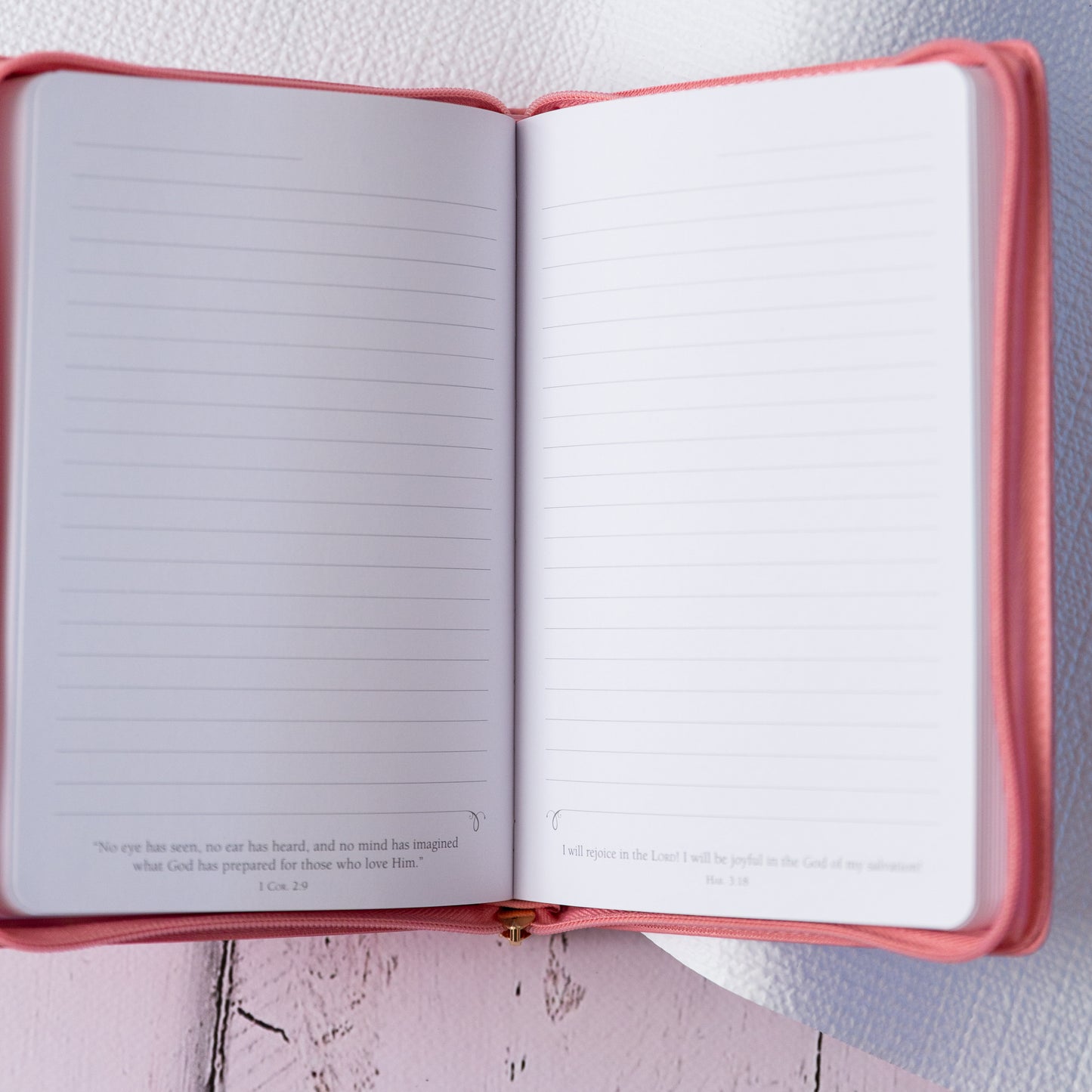 Pink Faux Leather Soft Cover Journal with Zipper Be Still and Know.. Psalm 46:10