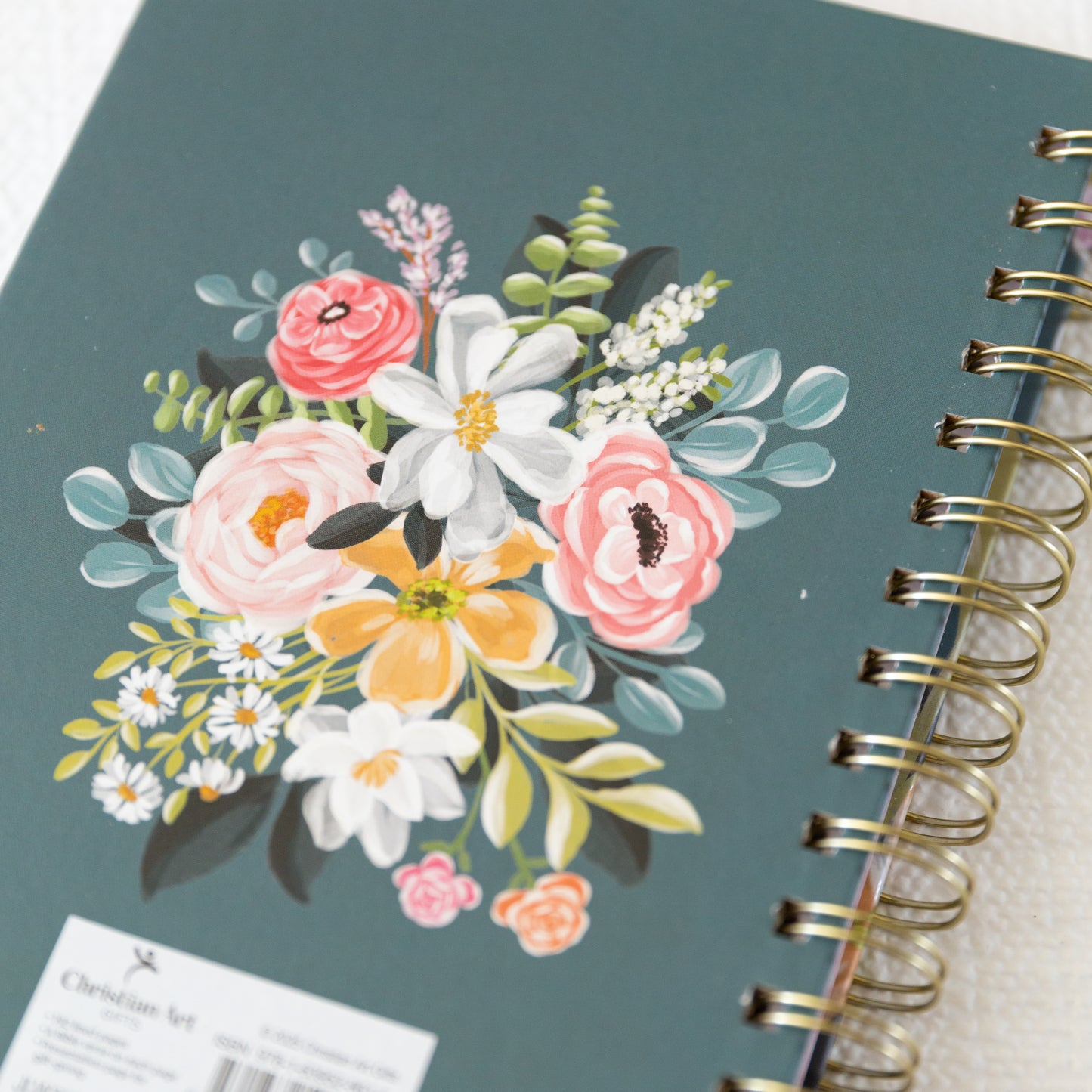Journal Wire Bound 'Love the Lord Your God' Teal Floral Matthew 22:37