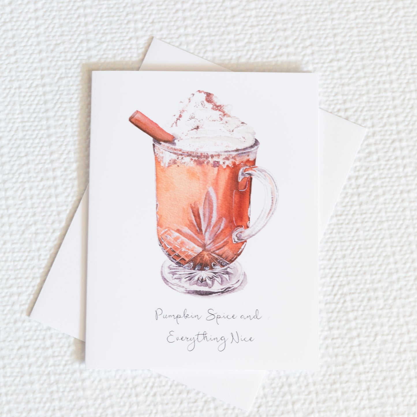 Fall Hand Painted Pumpkin Spice Latte, Blank Folded Greeting Card, Pumpkin Spice, Everything Nice