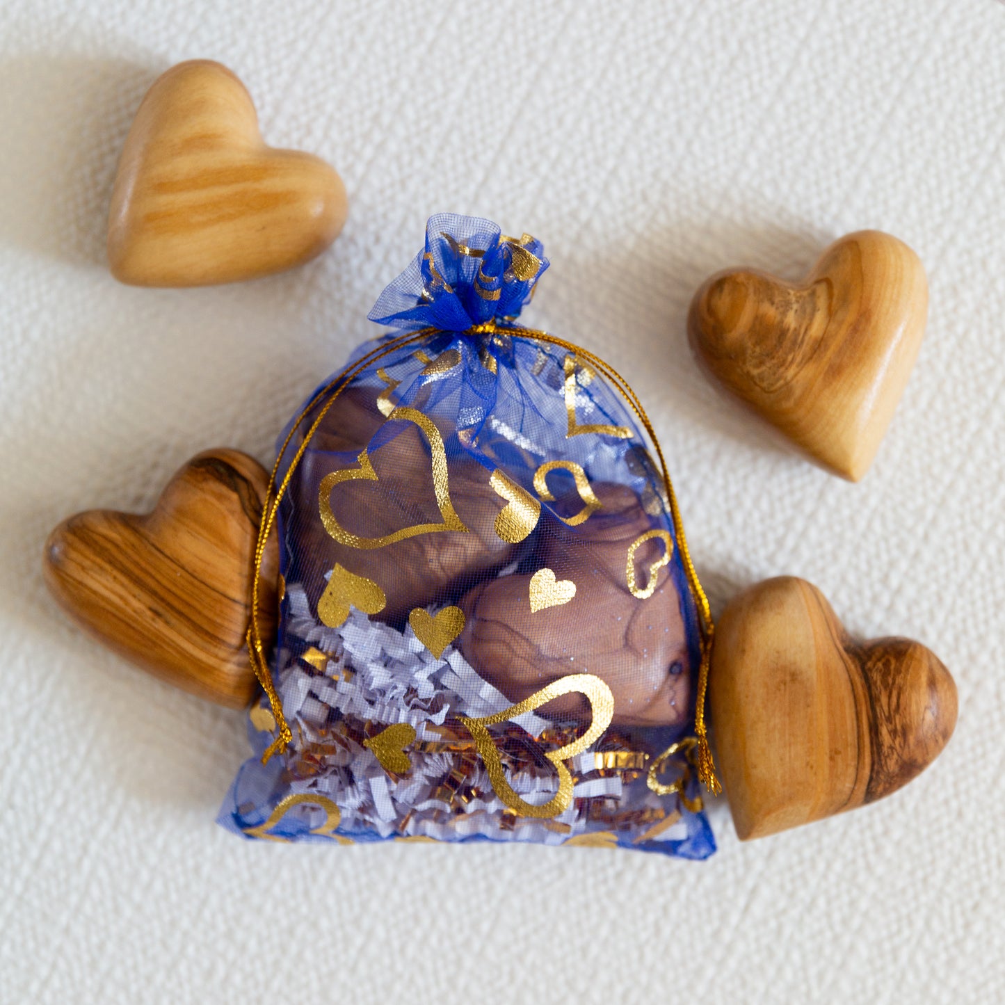 Olive Wood Solid Prayer Hearts, Hand Crafted from the Holy Land