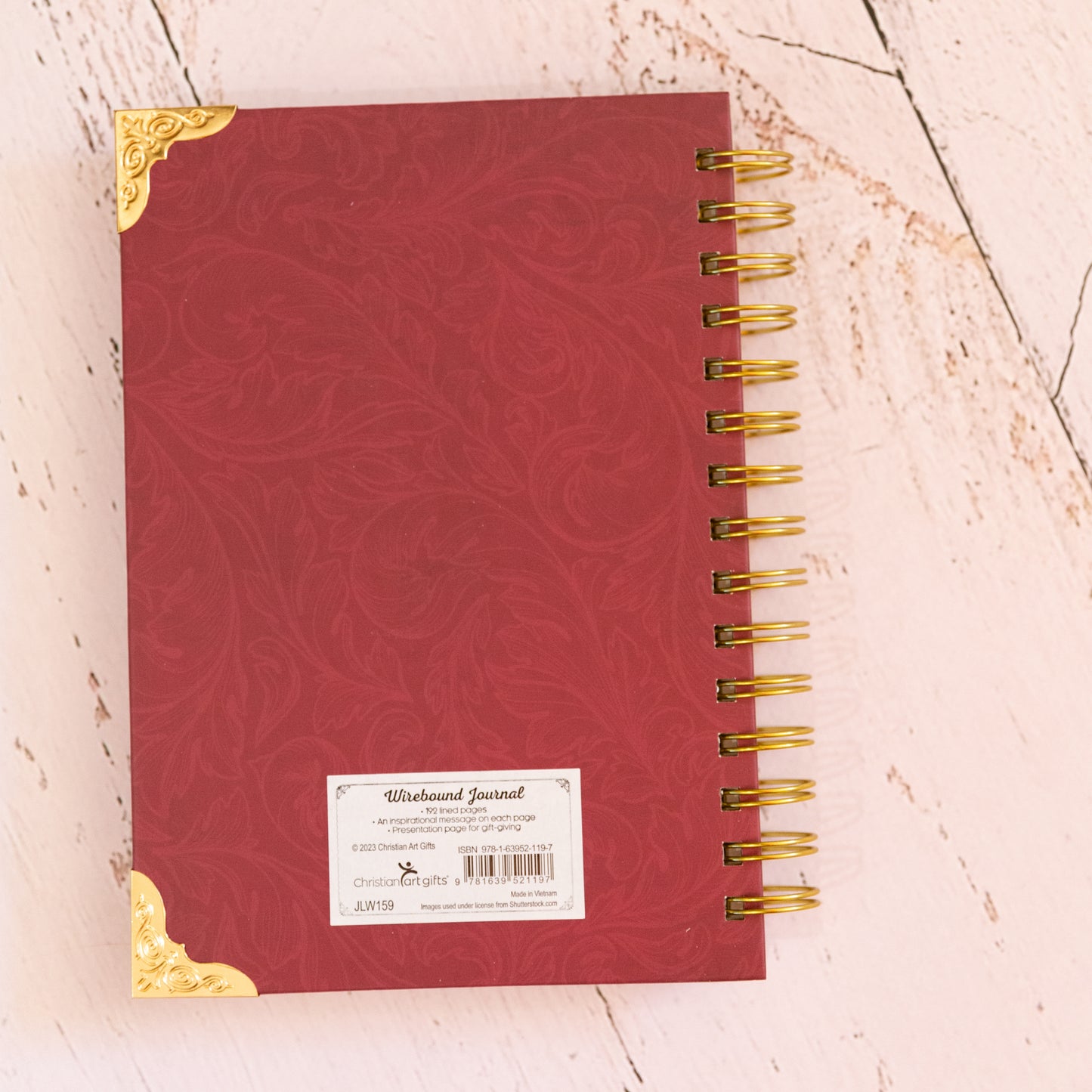 Journal, Wire Bound, 'Trust in the Lord..' Hard Cover, Gold Corners