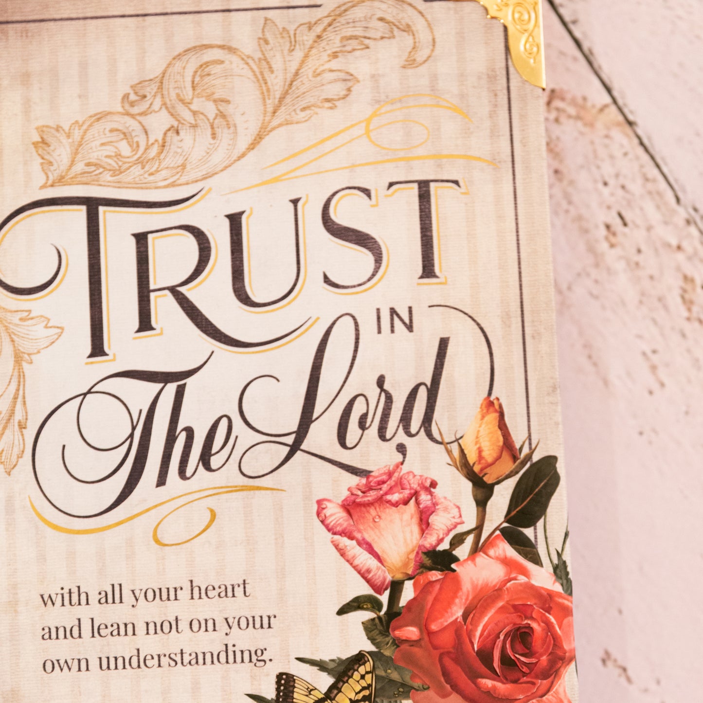 Journal, Wire Bound, 'Trust in the Lord..' Hard Cover, Gold Corners
