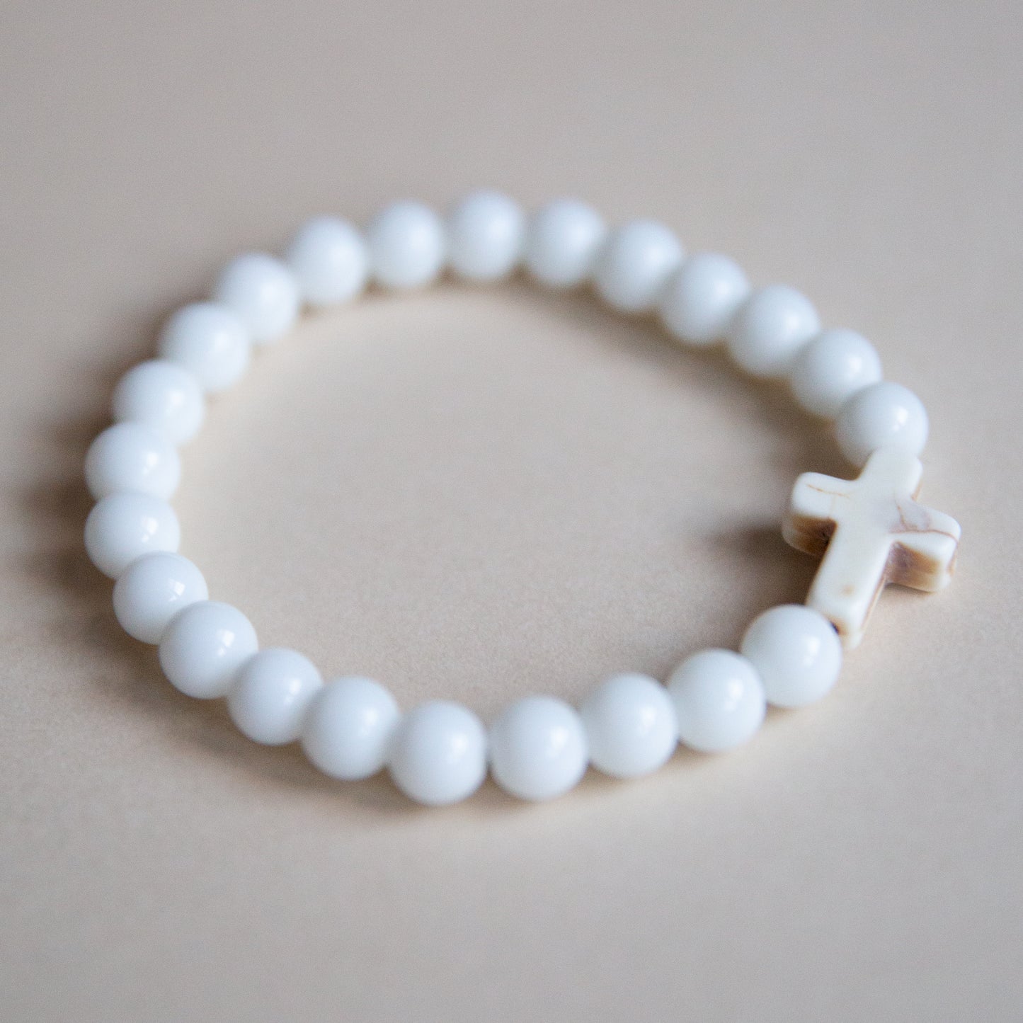 Stone Cross Inspirational Beaded Bracelet-Unisex