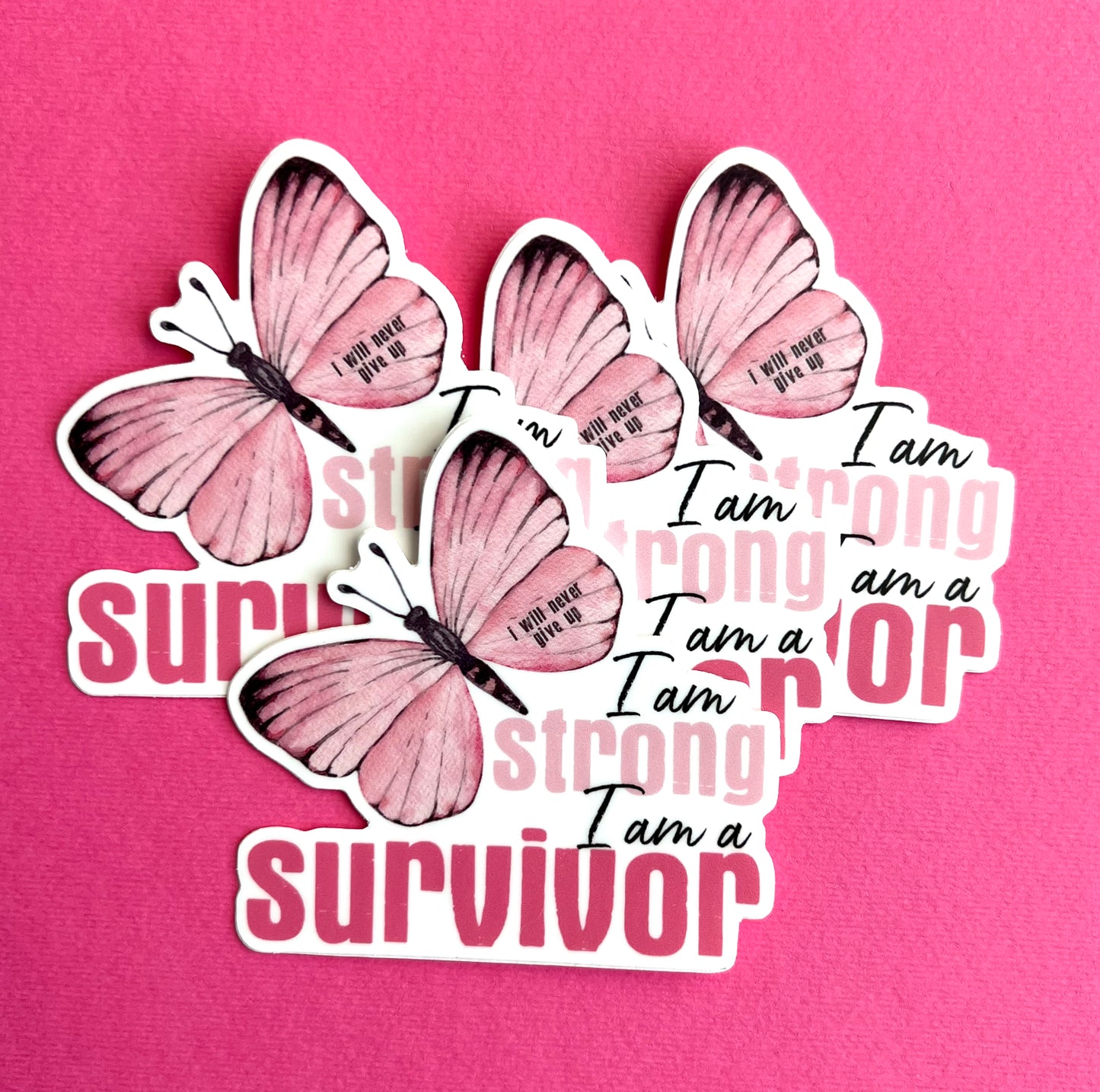 Pink Survivor Butterfly Sticker