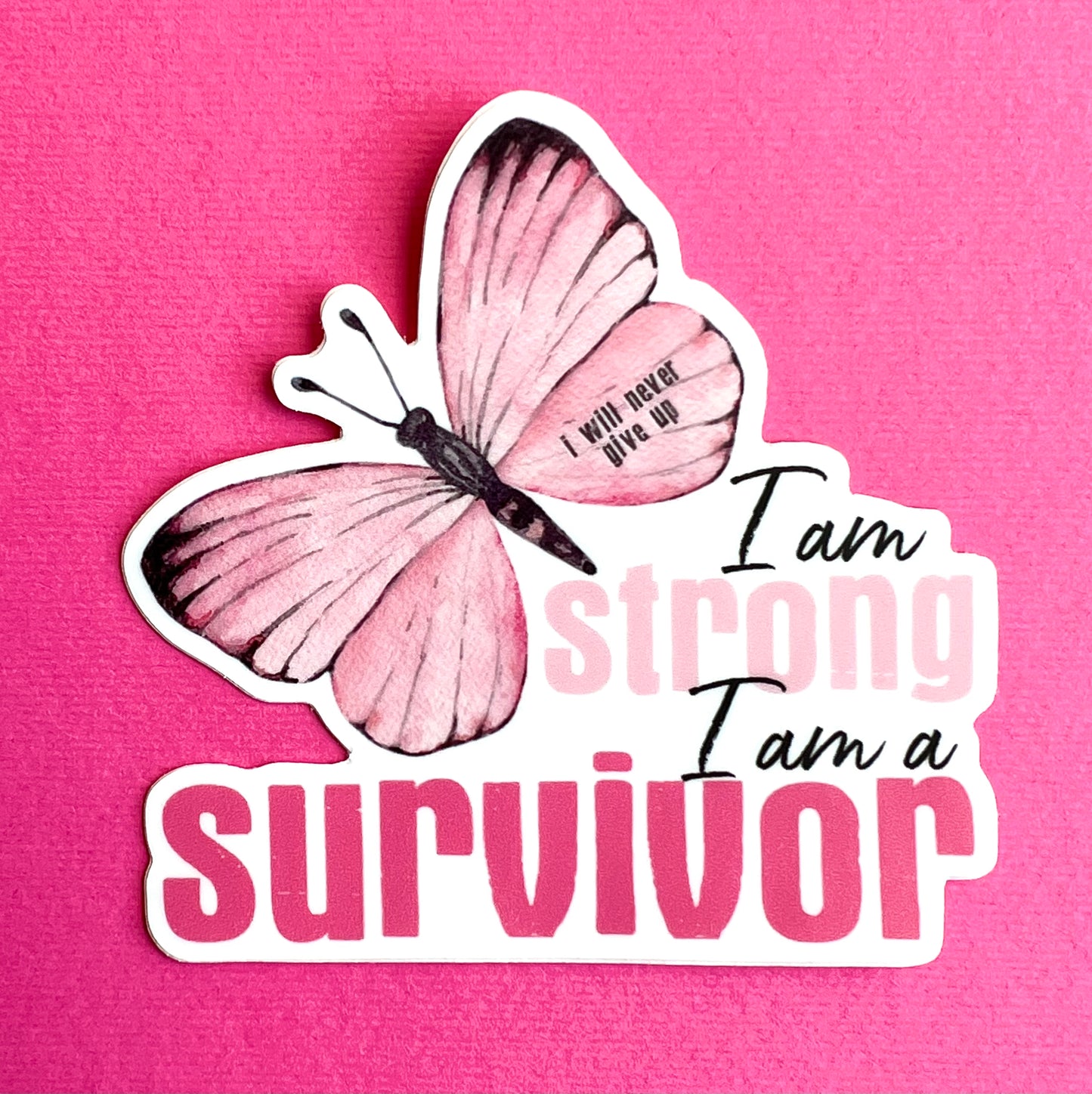 Pink Survivor Butterfly Sticker