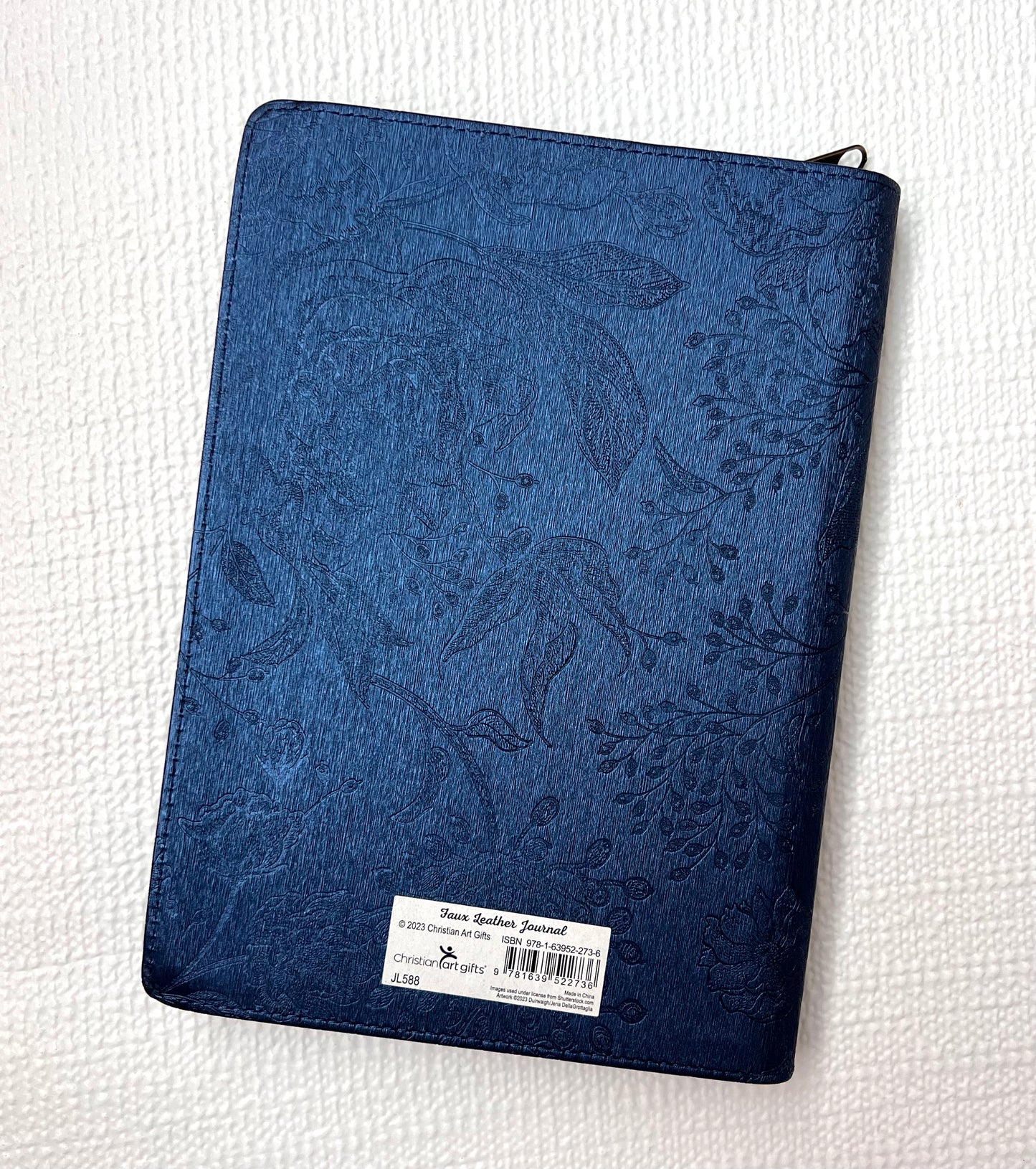 Classic Peacock Faux Leather Soft Cover Journal 'Blessed' Jeremiah 17:7 - Zip Up