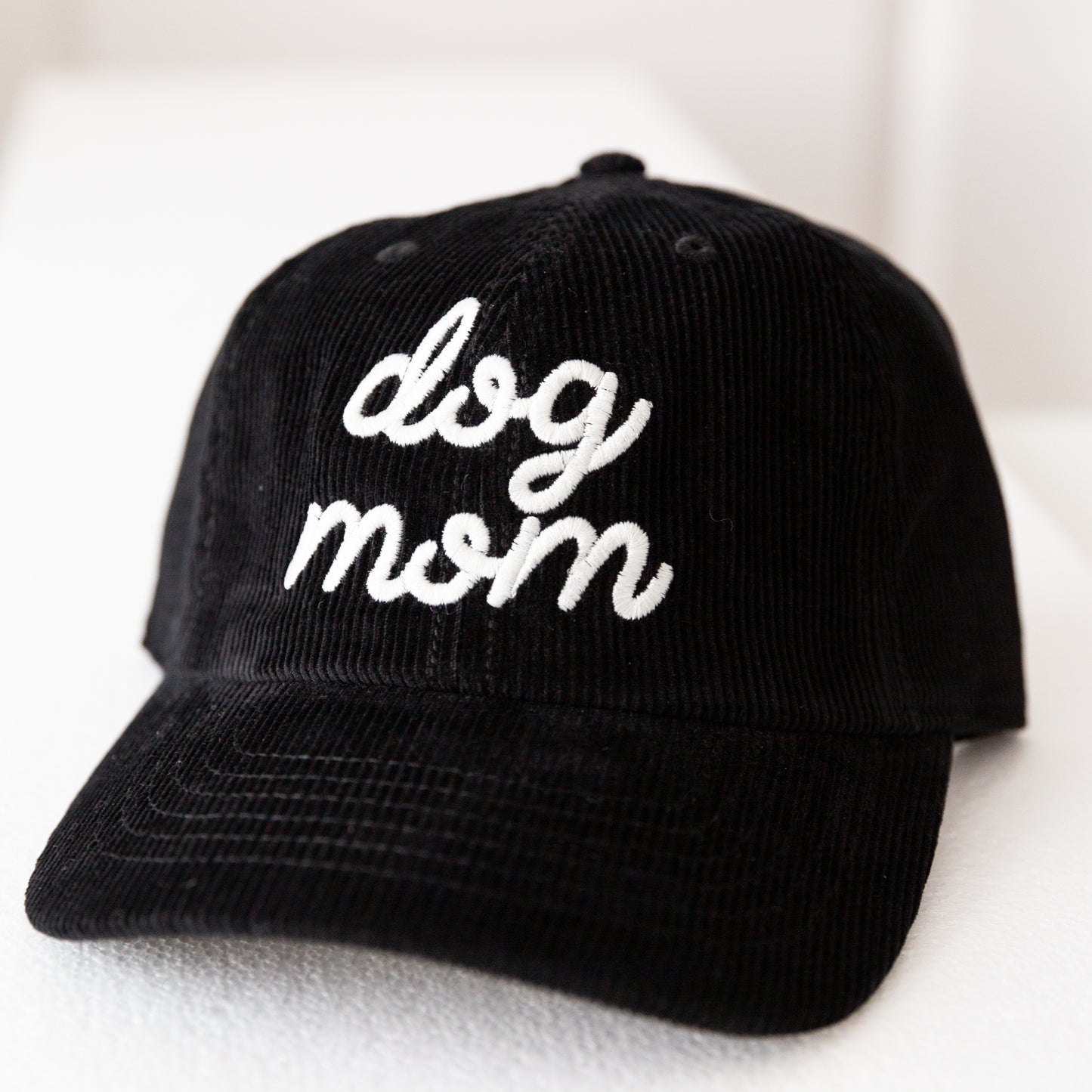 'Dog Mom' Embroidered Designs, Soft Denim Cotton, Soft Corduroy, Adjustable Size, Baseball Caps -