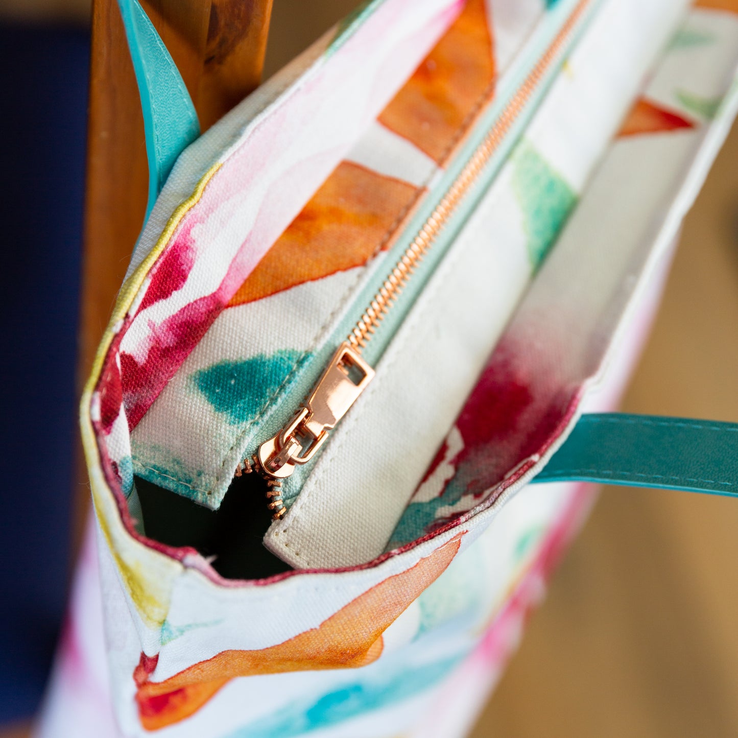 Canvas Tote Bag, Large Watercolored Floral Design, 'Embrace the Journey' Tote Bag,