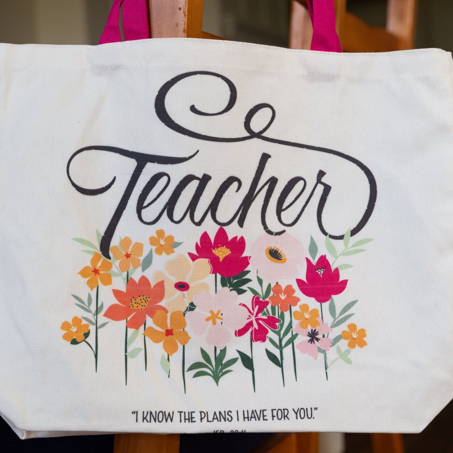 Tote Bag Canvas, Teacher Durable Canvas Tote, I Know the Plans, Jer. 29:11, Gift For Teachers, 100% Cotton Canvas