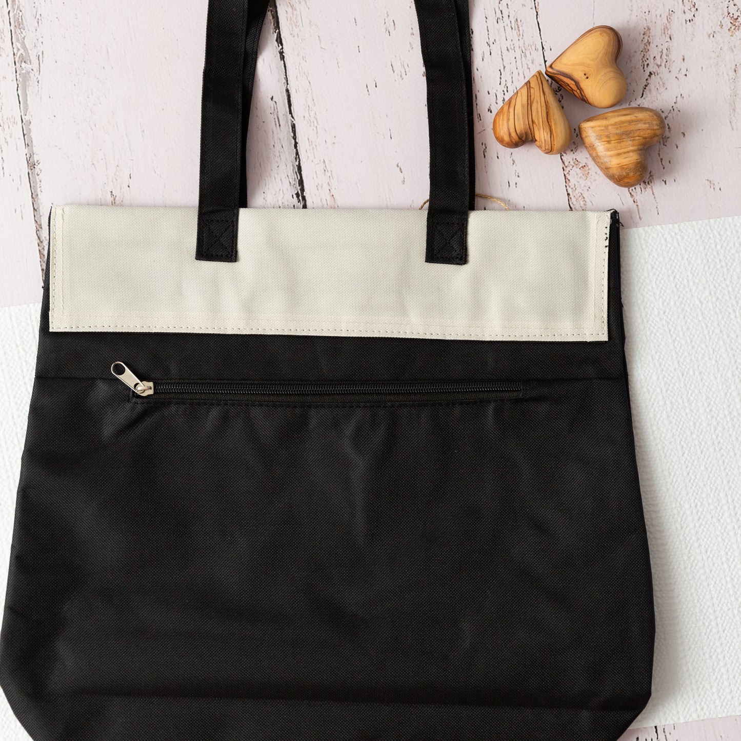 Trust in the Lord.. Cream Nylon/Canvas Tote, Durable Tote with pockets,Heart Pattern Print