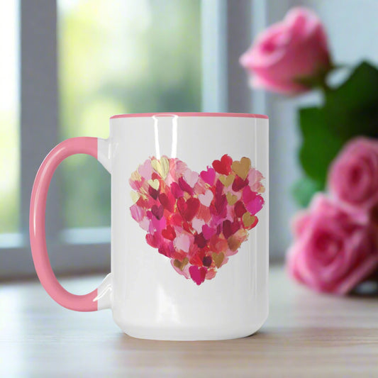 White Deluxe Ceramic Mug 15oz. (Pink + White)