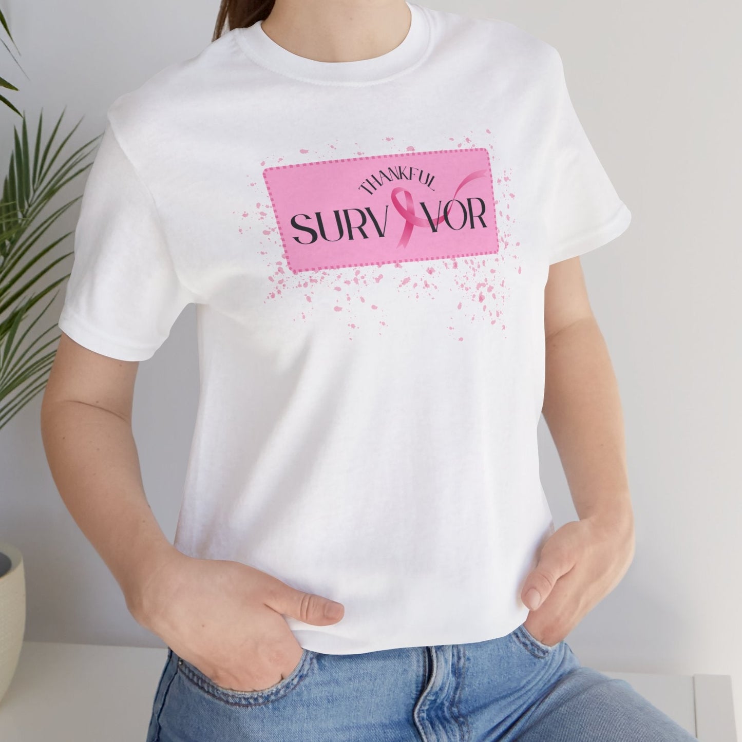 Pink Ribbon Women's Survivor Tee, Cancer Awareness T-Shirt