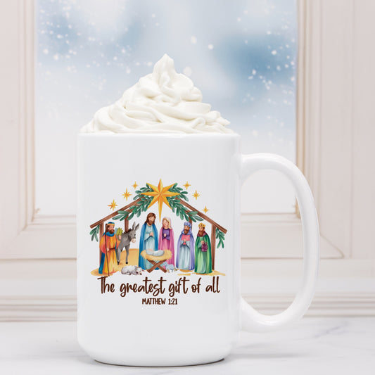 The Greatest Gift of All Christmas Deluxe Ceramic Mug 15oz