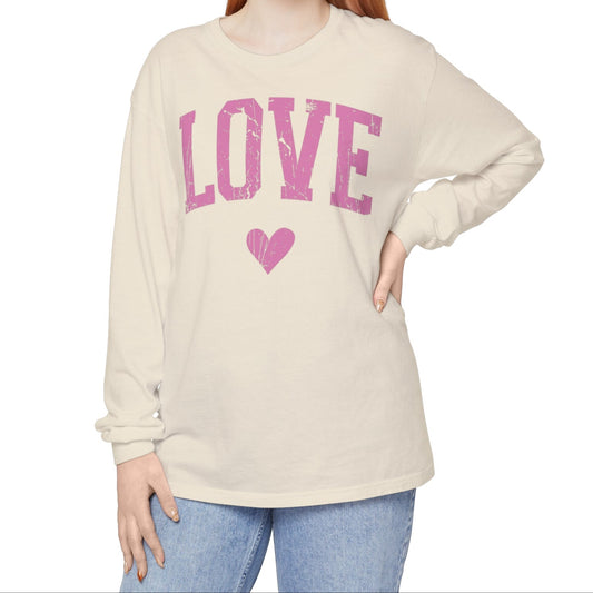Love - Women's Long Sleeve Tee - Pink Print