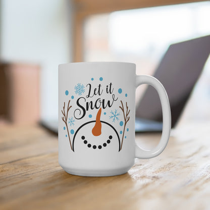 Let It Snow Snowman Ceramic Mug – 15 oz