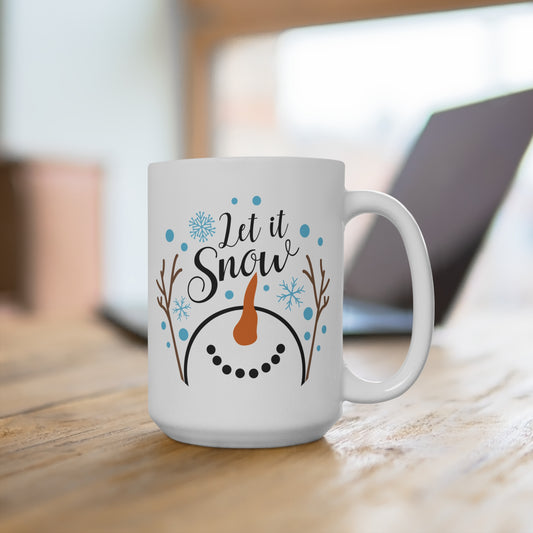 Let It Snow Snowman Ceramic Mug – 15 oz