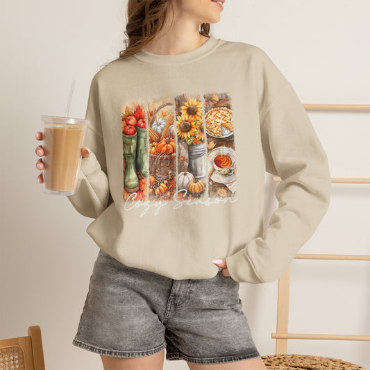 Cozy Season Fall Harvest Unisex Crewneck Sweatshirt