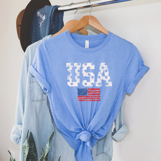 Patriotic USA American Flag Design Women's Tee