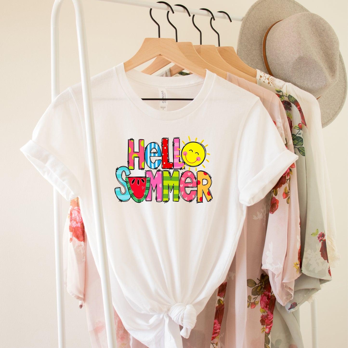Hello Summer  Women's Tee - Cheerful Vibe Soft Cotton T Shirt