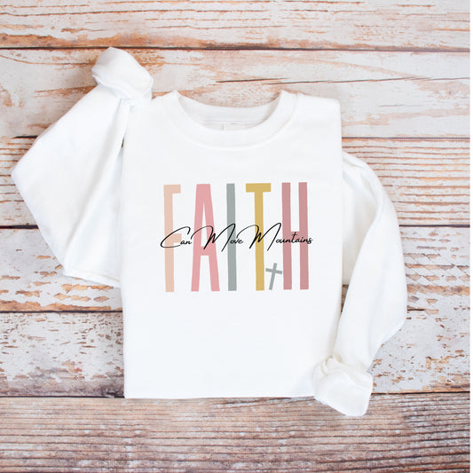 Women's Soft Crewneck Sweatshirt - 'Faith Can Move Mountains'