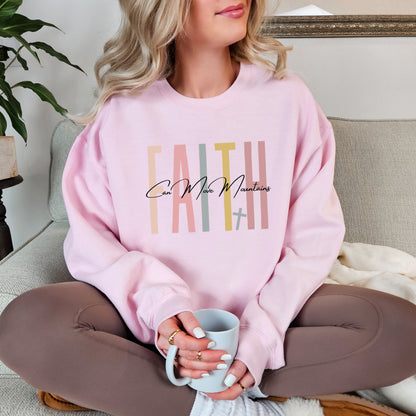 Women's Soft Crewneck Sweatshirt - 'Faith Can Move Mountains'