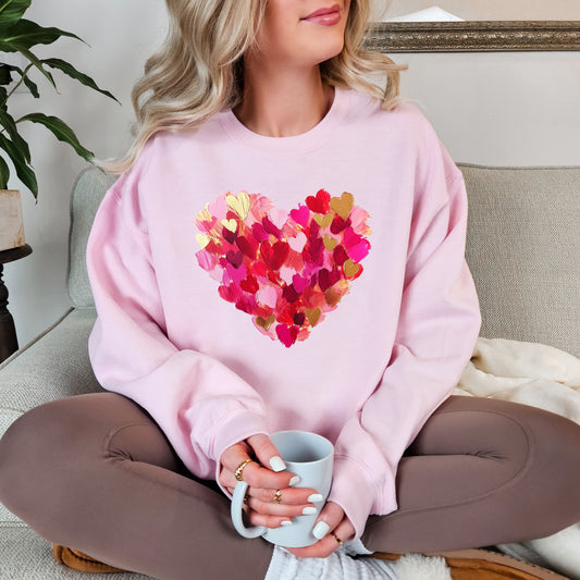 Women's Painted Heart Crewneck Sweatshirt 15% OFF